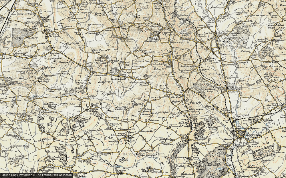 Old Map of Historic Map covering Wheating Hill in 1899-1902