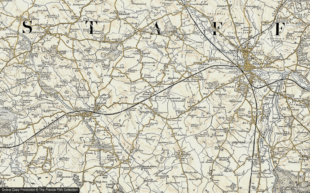 Old Map of Shut Heath, 1902 in 1902