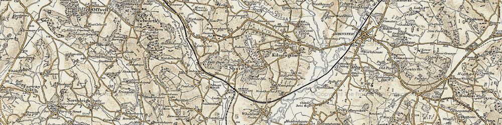 Old map of Shute in 1898-1900