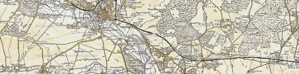 Old map of Shute End in 1897-1898