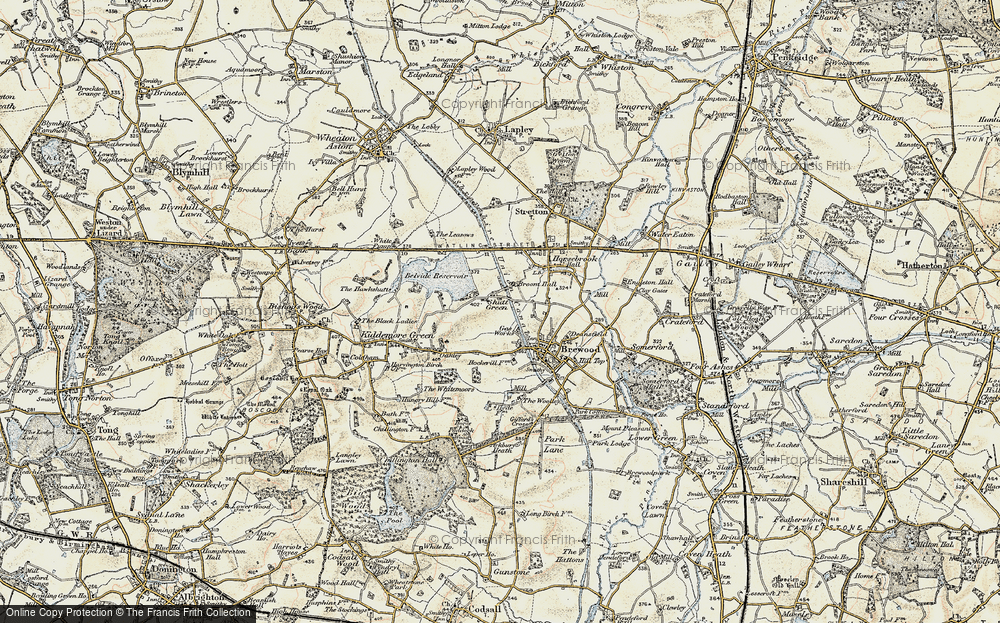 Old Map of Historic Map covering Belvide Reservoir in 1902