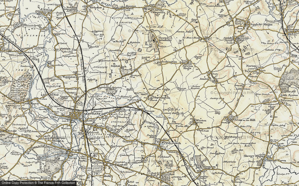 Old Map of Shuttington, 1901-1902 in 1901-1902