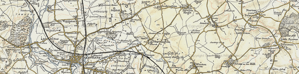 Old map of Shuttington in 1901-1902