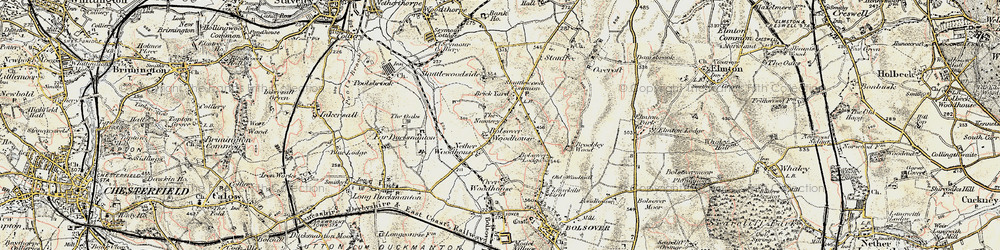 Old map of Shuttlewood in 1902-1903