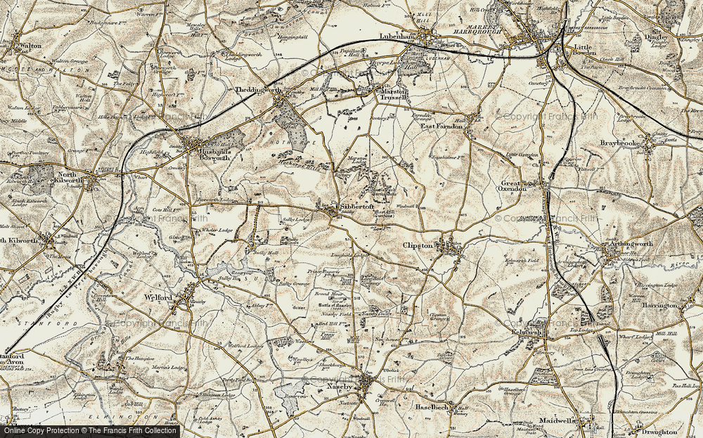 Old Map of Historic Map covering Sulby Covert in 1901-1902
