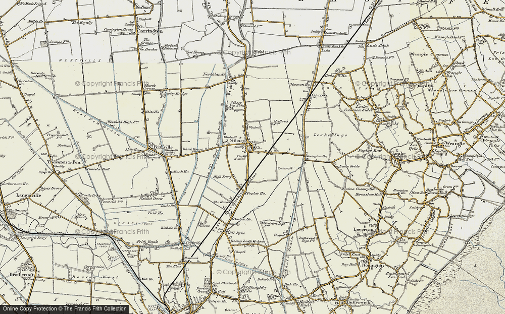 OLD ORDNANCE SURVEY MAP NORTH HOLLAND 1888 BOSTON SIBSEY SWINESHEAD DONINGTON 