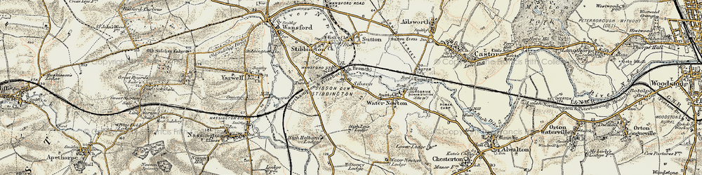 Old map of Sibson in 1901-1902