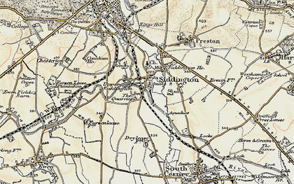 Old map of Siddington in 1898-1899