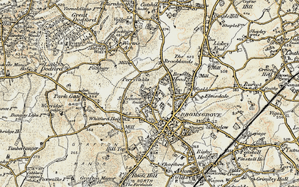 Old map of Sidemoor in 1901-1902