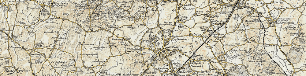 Old map of Sidemoor in 1901-1902