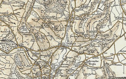 Old map of Sidford in 1899