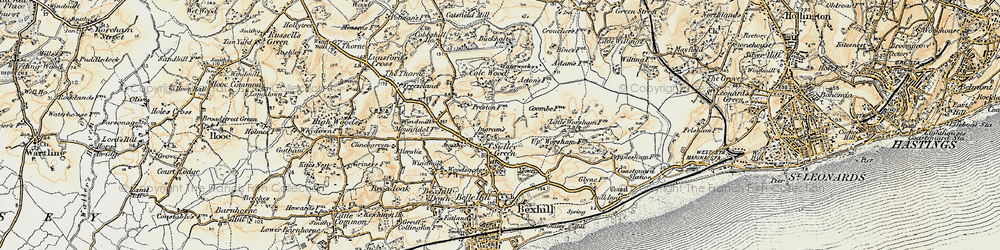 Old map of Sidley in 1898