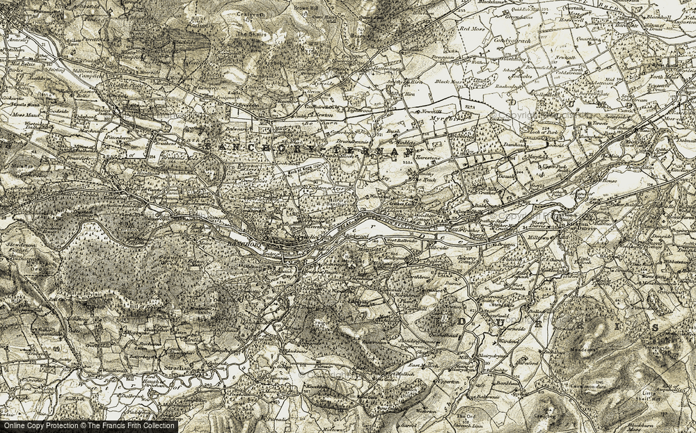 Old Map of Historic Map covering Birkwood in 1908-1909