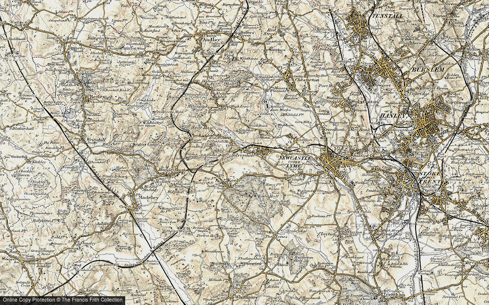 Old Map of Historic Map covering Black Bank in 1902
