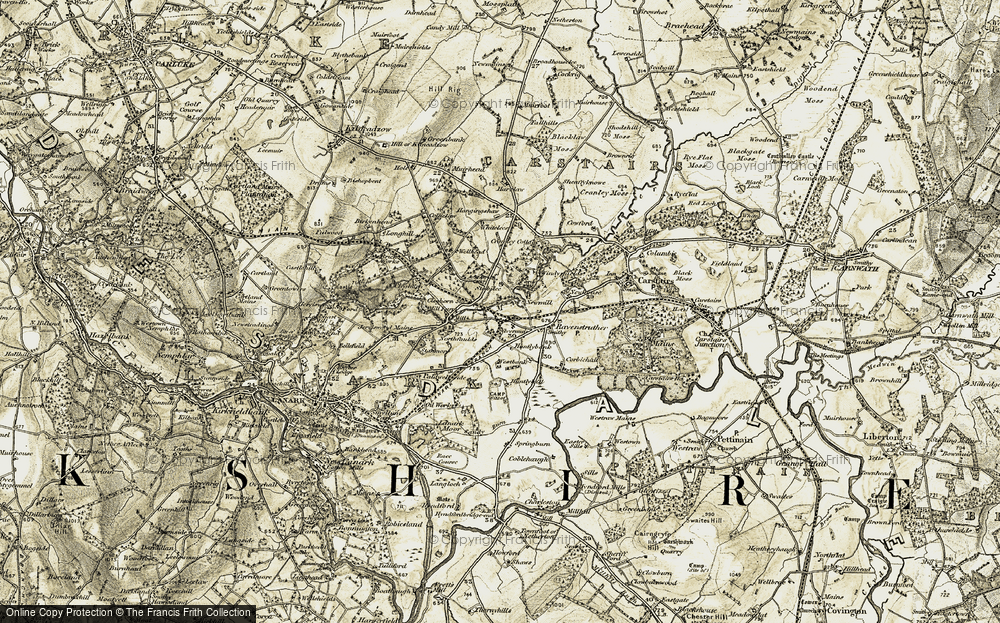 Old Map of Historic Map covering Whitelees in 1904-1905