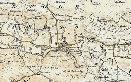 Old map of Exmoor in 1900