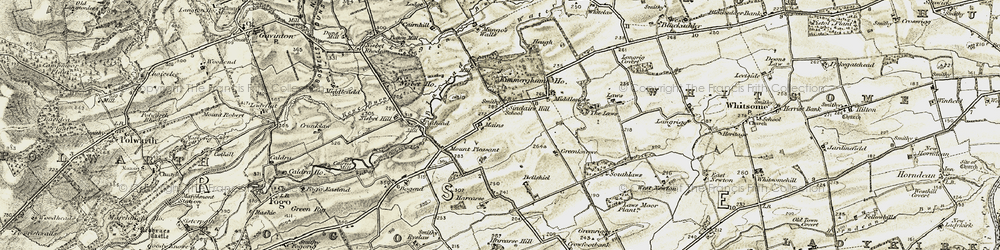 Old map of Whitsome Laws in 1901-1904