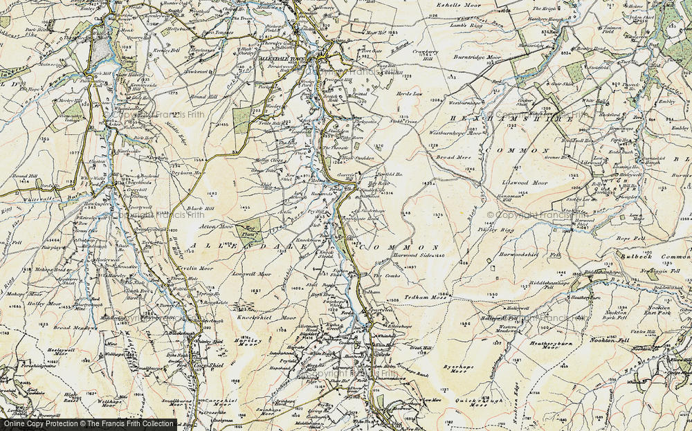 Old Map of Historic Map covering Acton Burn in 1901-1904