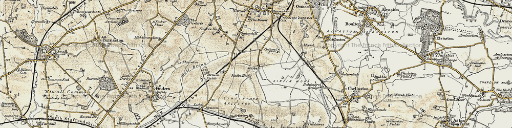 Old map of Sinfin in 1902-1903