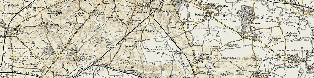 Old map of Sinfin Moor in 1902-1903