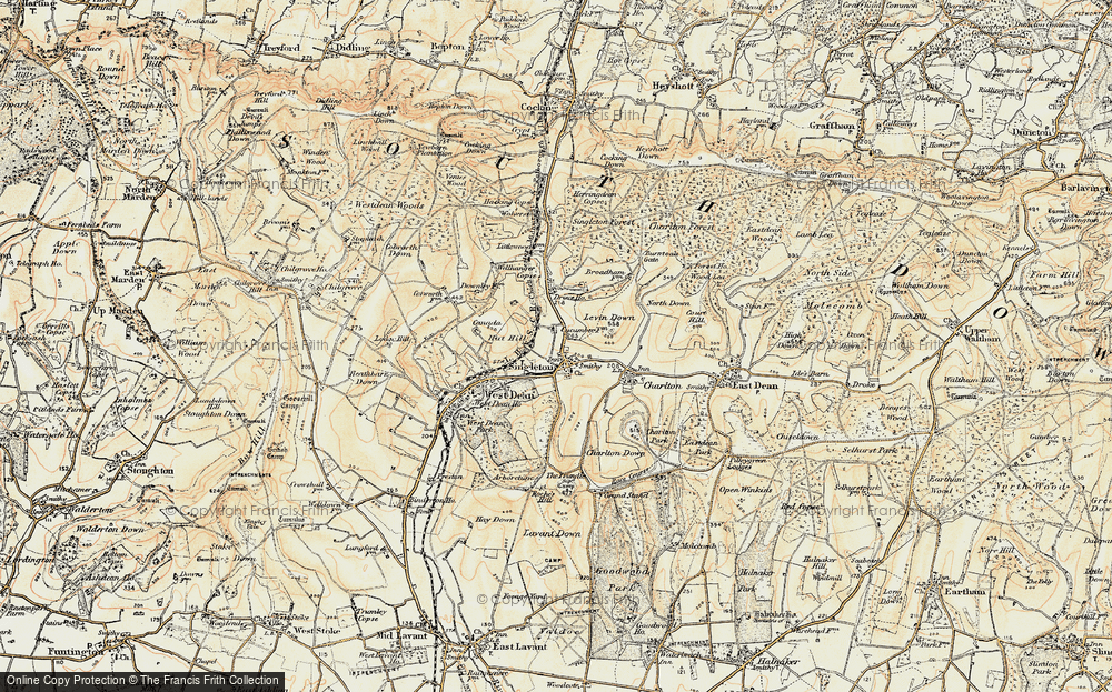 Old Map of Historic Map covering Broadham Ho in 1897-1899