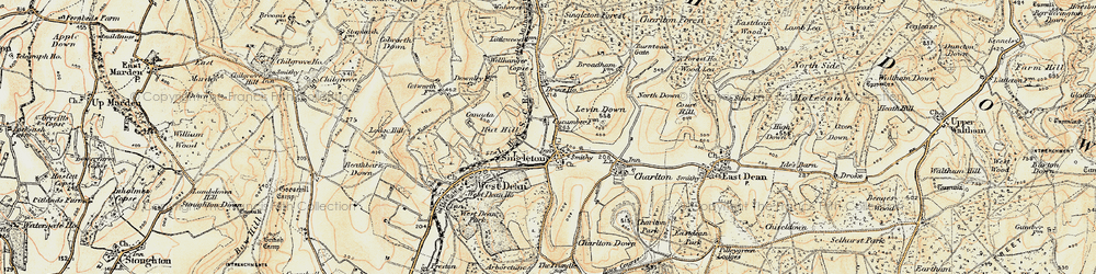Old map of Burntoak Gate in 1897-1899
