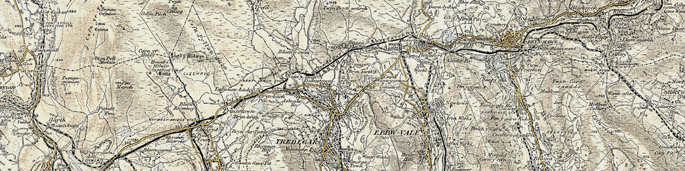 Old map of Bryn Serth in 1899-1900