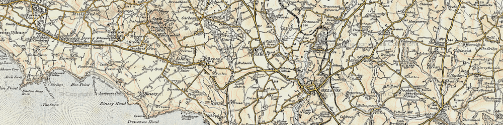 Old map of Sithney in 1900