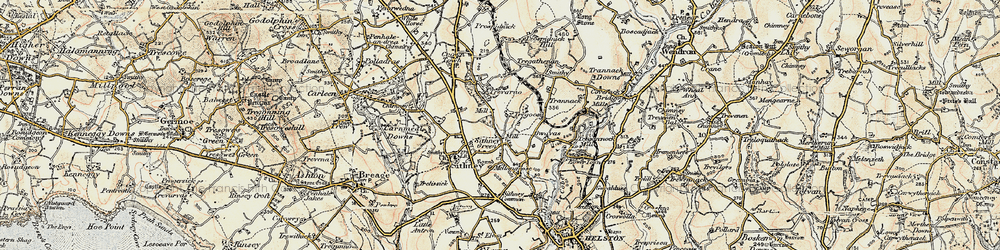 Old map of Sithney Green in 1900