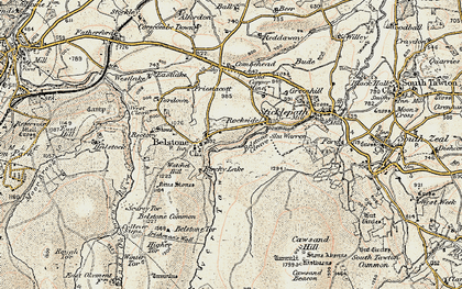 Old map of Belstone Cleave in 1899-1900