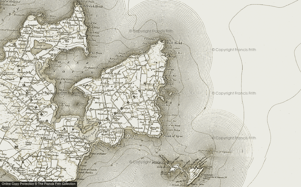Old Map of Historic Map covering Aikerskaill in 1911-1912