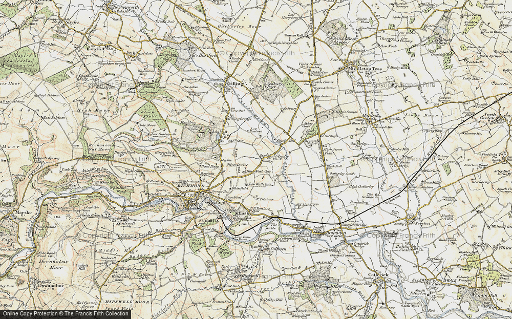 Old Map of Historic Map covering Aske Beck in 1903-1904