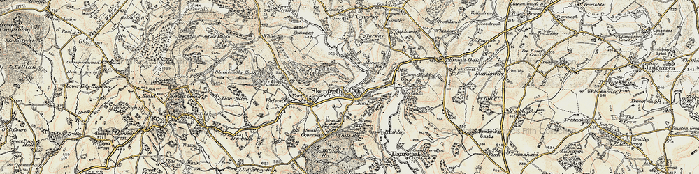 Old map of Skenfrith in 1899-1900