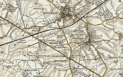 Old map of Sketchley in 1901-1902