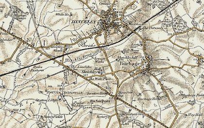 Old map of Stretton Baskerville Village in 1901-1902