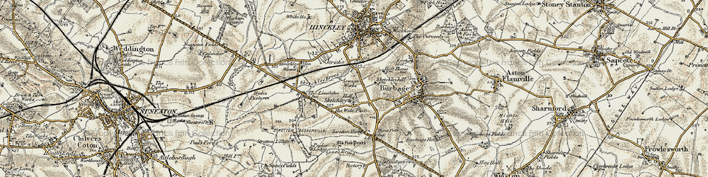 Old map of Sketchley in 1901-1902