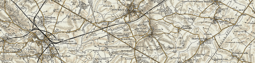 Old map of Stretton Baskerville Village in 1901-1902