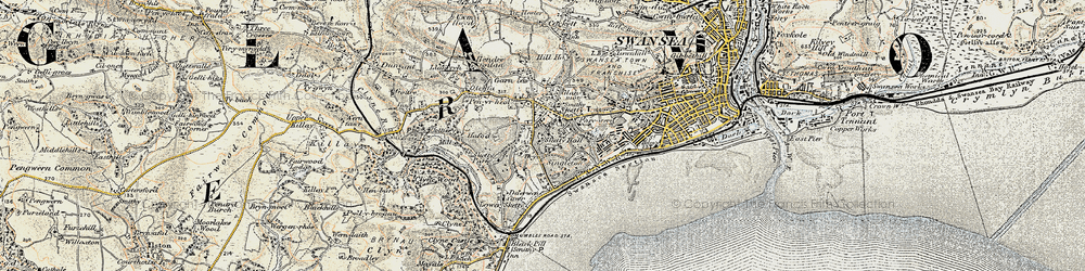 Old map of Sketty in 1900-1901