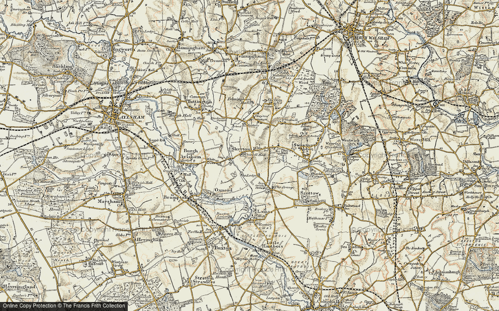 Old Map of Historic Map covering Blackwater Corner in 1901-1902