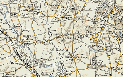 Old map of Skeyton in 1901-1902