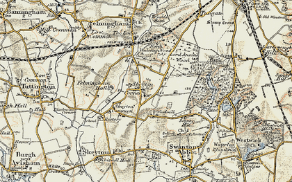 Old map of Felmingham Hall (Hotel) in 1901-1902