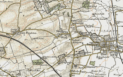 Old map of Skidby in 1903-1908