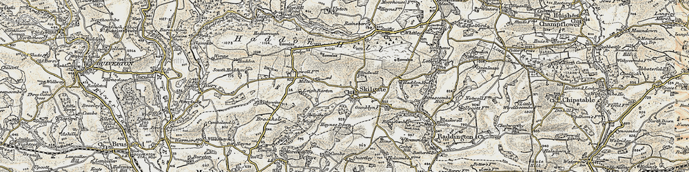 Old map of Skilgate in 1898-1900
