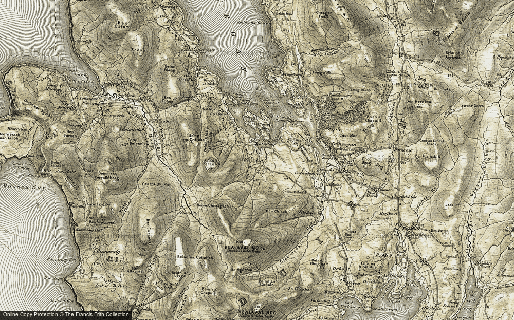 Old Map of Historic Map covering Beinn Chreagach in 1909-1911
