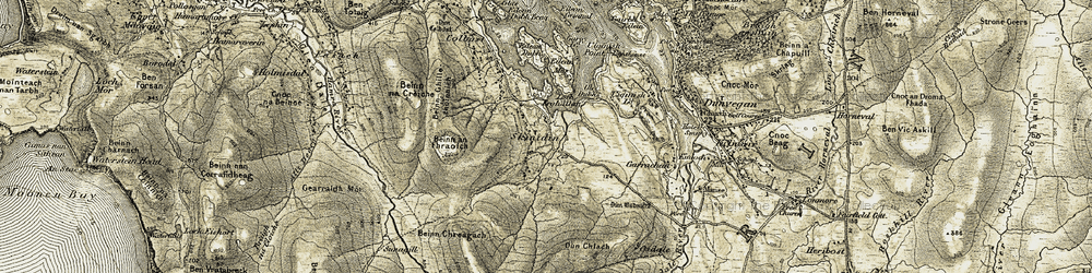 Old map of Beinn an Fhraoich in 1909-1911