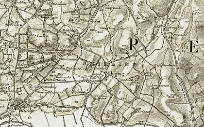 Old map of Biggarshiels in 1904-1905