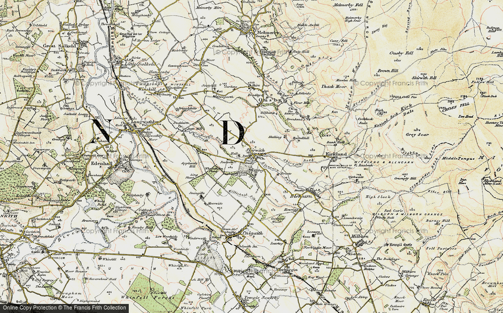 Old Map of Historic Map covering Aigill Sike in 1901-1904