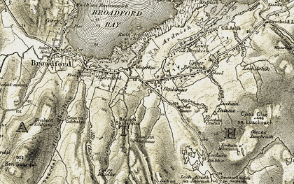 Old map of Braigh Skulamus in 1906-1909