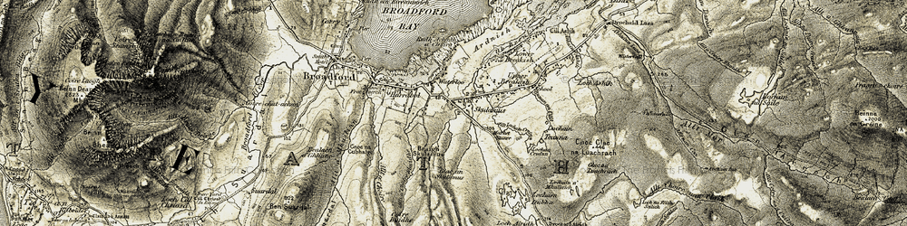 Old map of Braigh Skulamus in 1906-1909