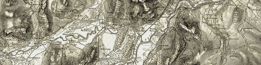 Old map of Skye of Curr in 1908-1911